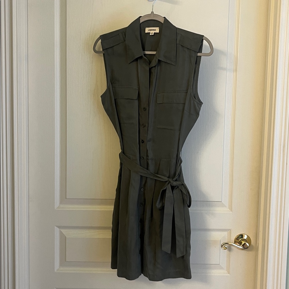 L'AGENCE Olive Green short dress